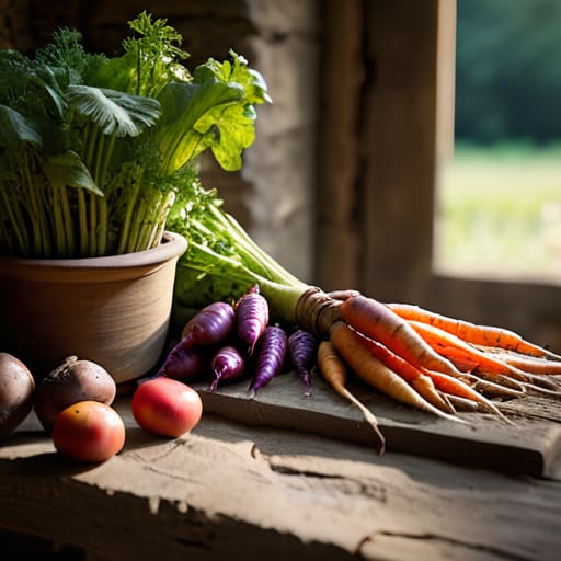 History of common garden vegetables illustration.